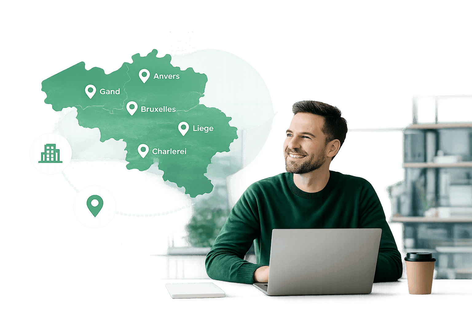 Trouvez votre centre de domiciliation ou coworking partout en Belgique